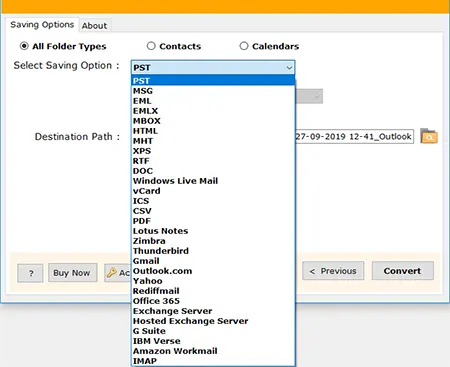 screenshot of MailDivert OLM Converter